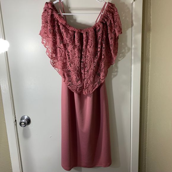 LOVE J BLUSH OFF THE SHOULDER DRESS - Picture 1 of 5